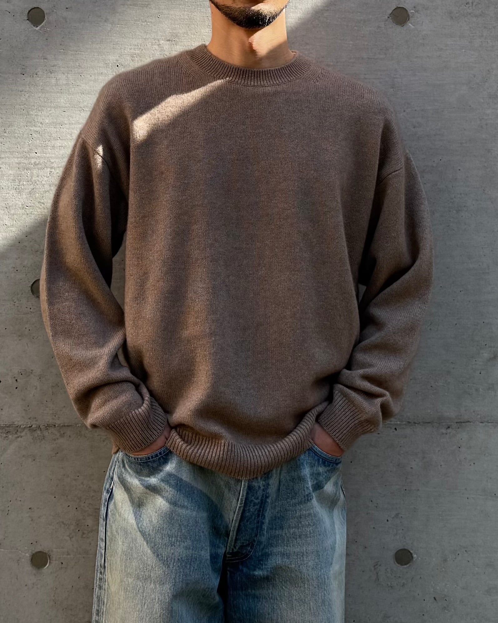 AURALEE / BABY CASHMERE KNIT P/O / NATURAL BROWN / A25A-P02BC