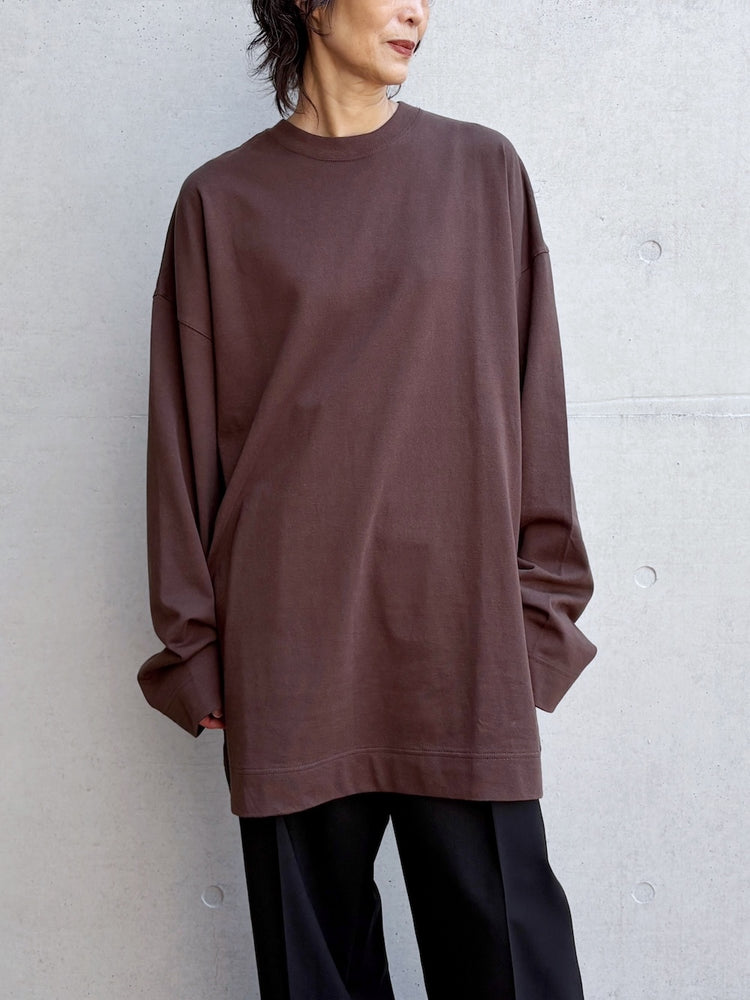 INSCRIRE / Cotton Over Size Long Sleeve Tee / BROWN / IC262DAI26AWCUT9