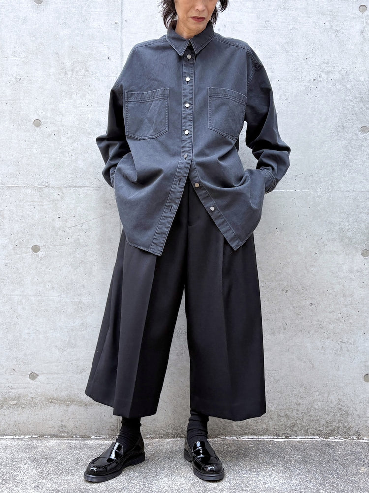BOWTE / PIGMENT DYE WASHED WORK SHIRTS / BLACK / 262-01-0003