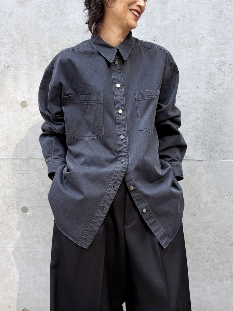 BOWTE / PIGMENT DYE WASHED WORK SHIRTS / BLACK / 262-01-0003