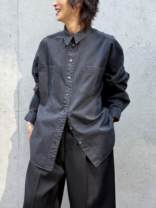 BOWTE / PIGMENT DYE WASHED WORK SHIRTS / BLACK / 262-01-0003