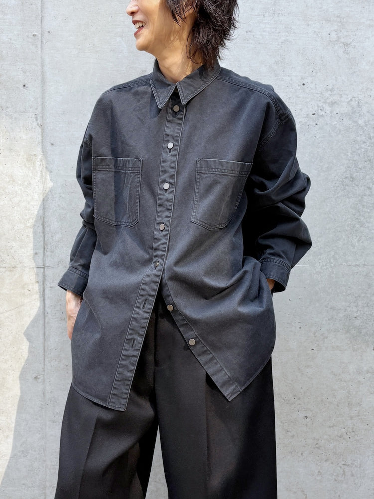 BOWTE / PIGMENT DYE WASHED WORK SHIRTS / BLACK / 262-01-0003