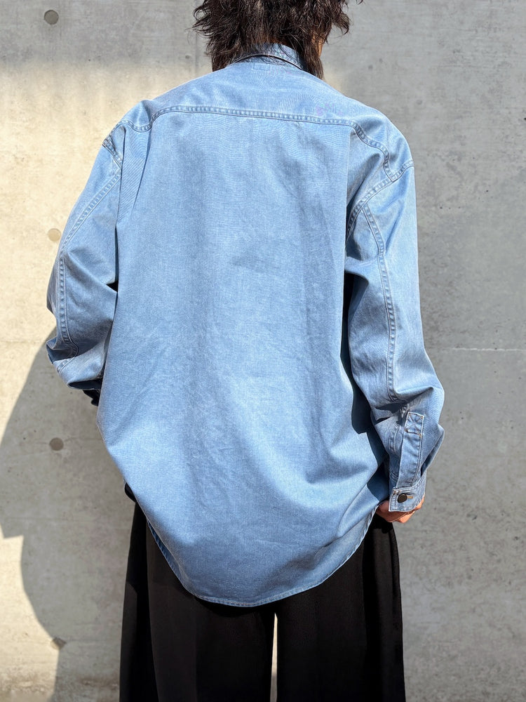 BOWTE / PIGMENT DYE WASHED WORK SHIRTS / Dusty blue / 262-01-0003