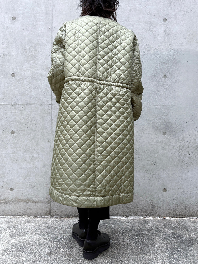 tao / エステルタフタキルティング ノーカラーコート / KHAKI / TP-C003-051