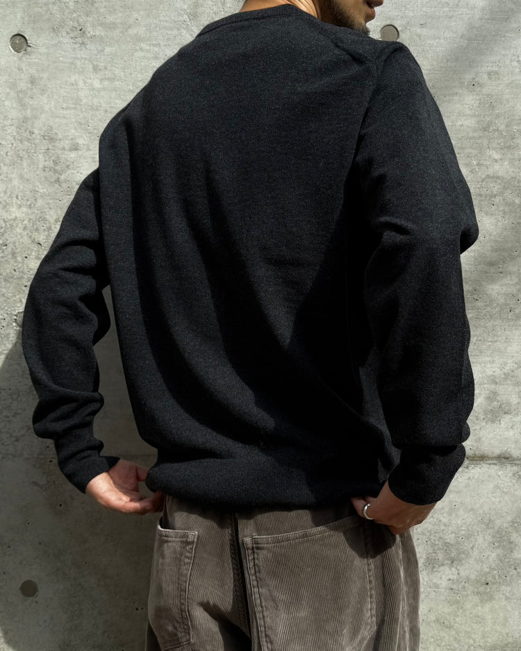 AURALEE / HIGH TWIST WOOL KNIT V-NECK P/O / CHARCOAL / A25AV02CK