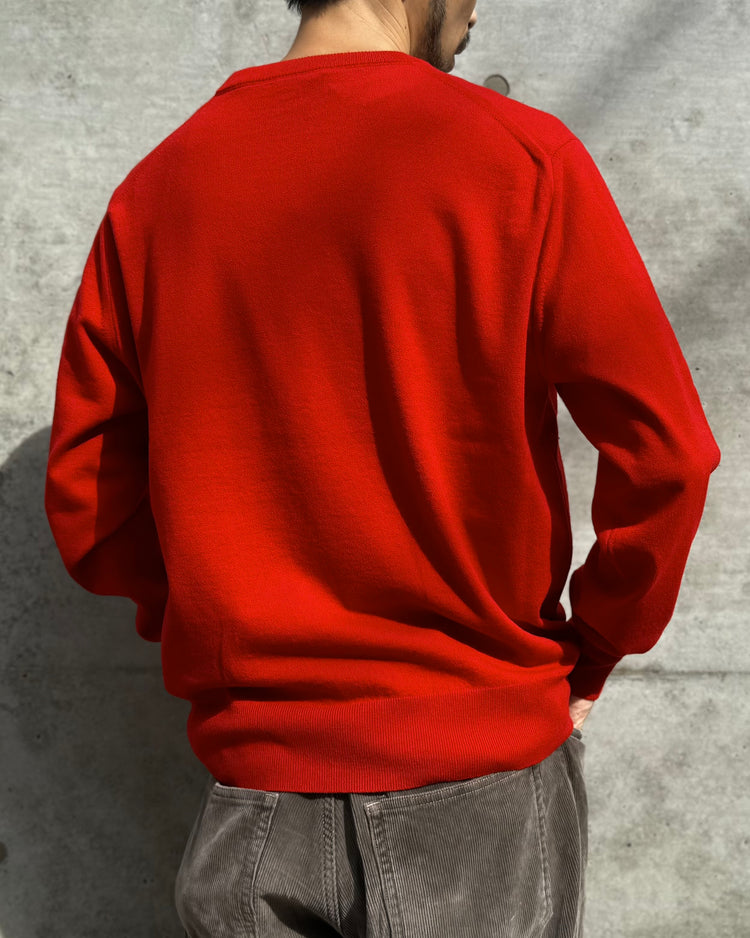 AURALEE / HIGH TWIST WOOL KNIT V-NECK P/O / RED / A25AV02CK