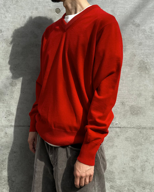 AURALEE / HIGH TWIST WOOL KNIT V-NECK P/O / RED / A25AV02CK