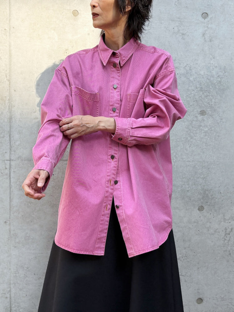 BOWTE / PIGMENT DYE WASHED WORK SHIRTS / Rosy pink / 262-01-0003