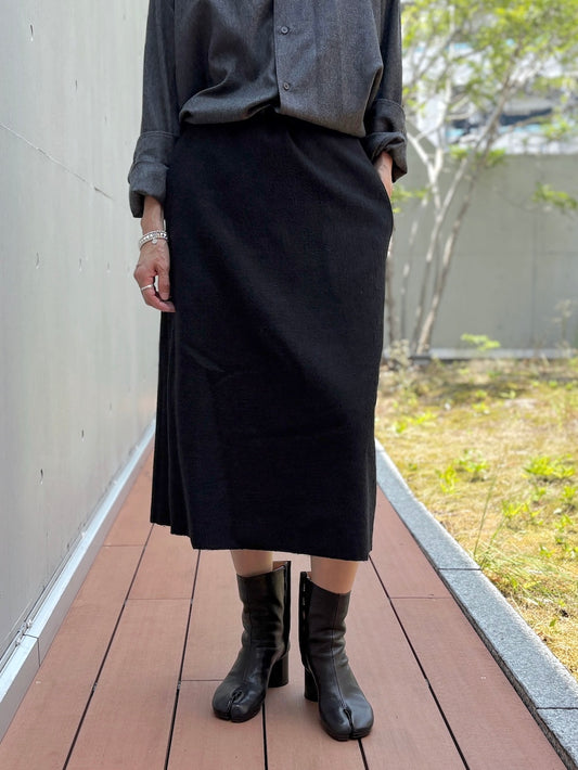 AURALEE / FULLED WOOL SILK SKIRT / BLACK / A26AS04SJ