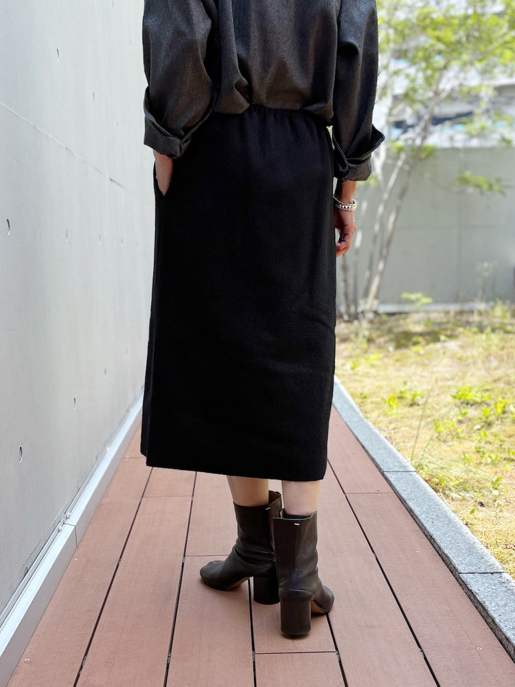 AURALEE / FULLED WOOL SILK SKIRT / BLACK / A26AS04SJ