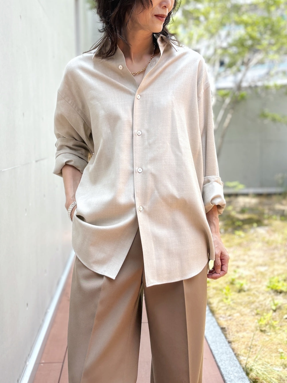 AURALEE / SUPER LIGHT WOOL SHIRT / T.BEIGE / A26AS04OS