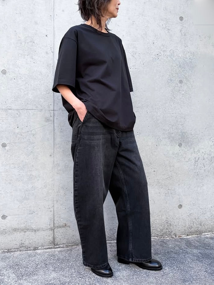 STUDIO NICHOLSON / LEE SHORT SLEEVE T-SHIRT / BLACK / SNW1617