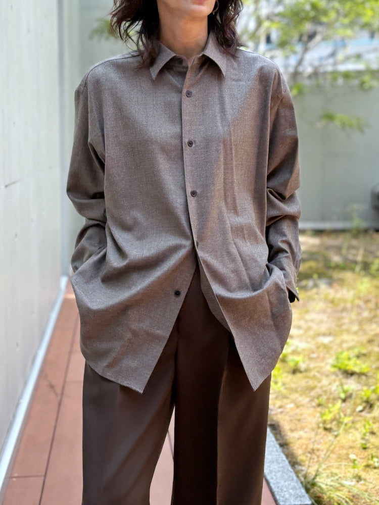 AURALEE / SUPER LIGHT WOOL SHIRT / T.BROWN / A26AS04OS