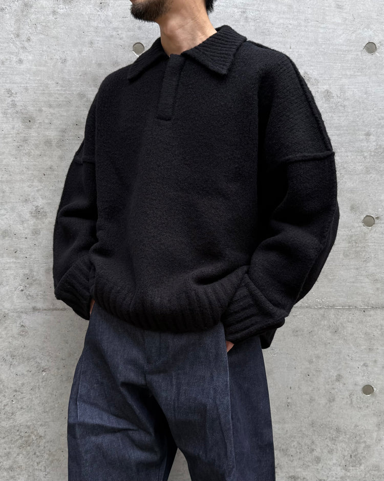 Seventh / Wool Knit Polo Sweater / T24028 / Night