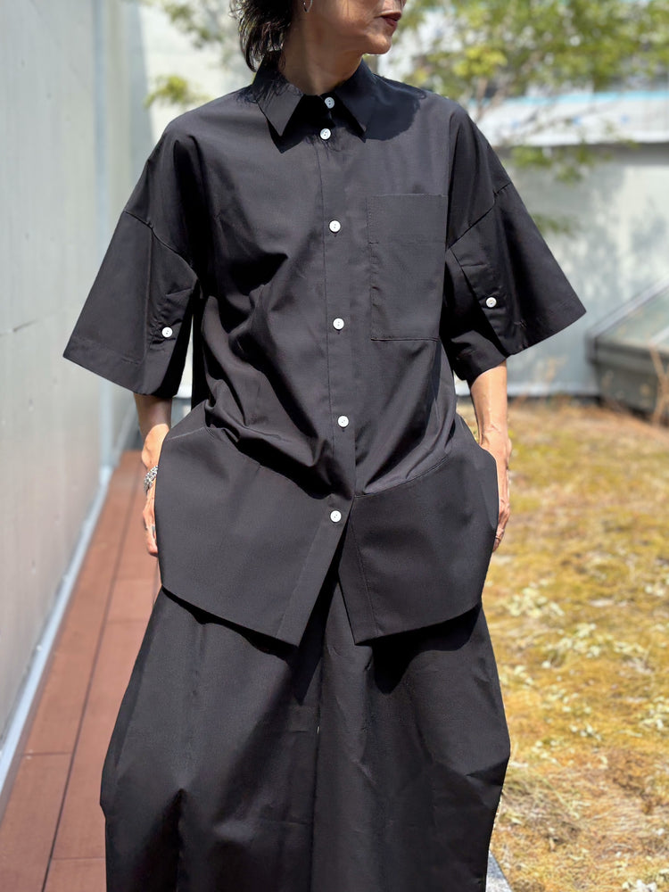 någonstans / tent line shirt / black / 470JA430-0411