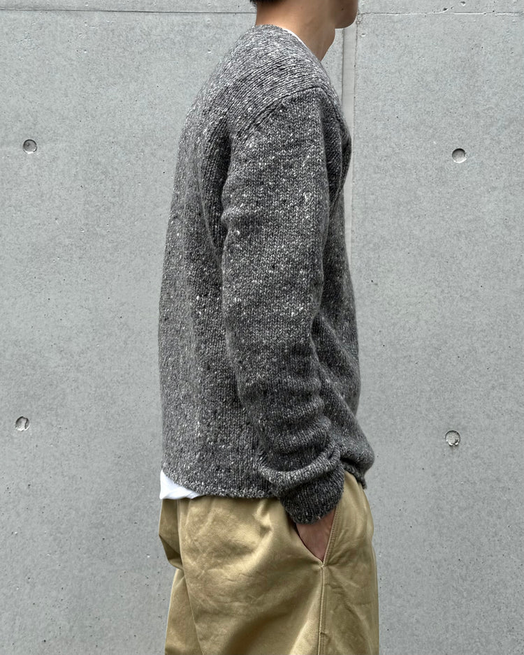 AURALEE / LOW-GAUGE HOMESPUN TWEED KNIT P/O / TOP CHARCOAL / A26AP02HS