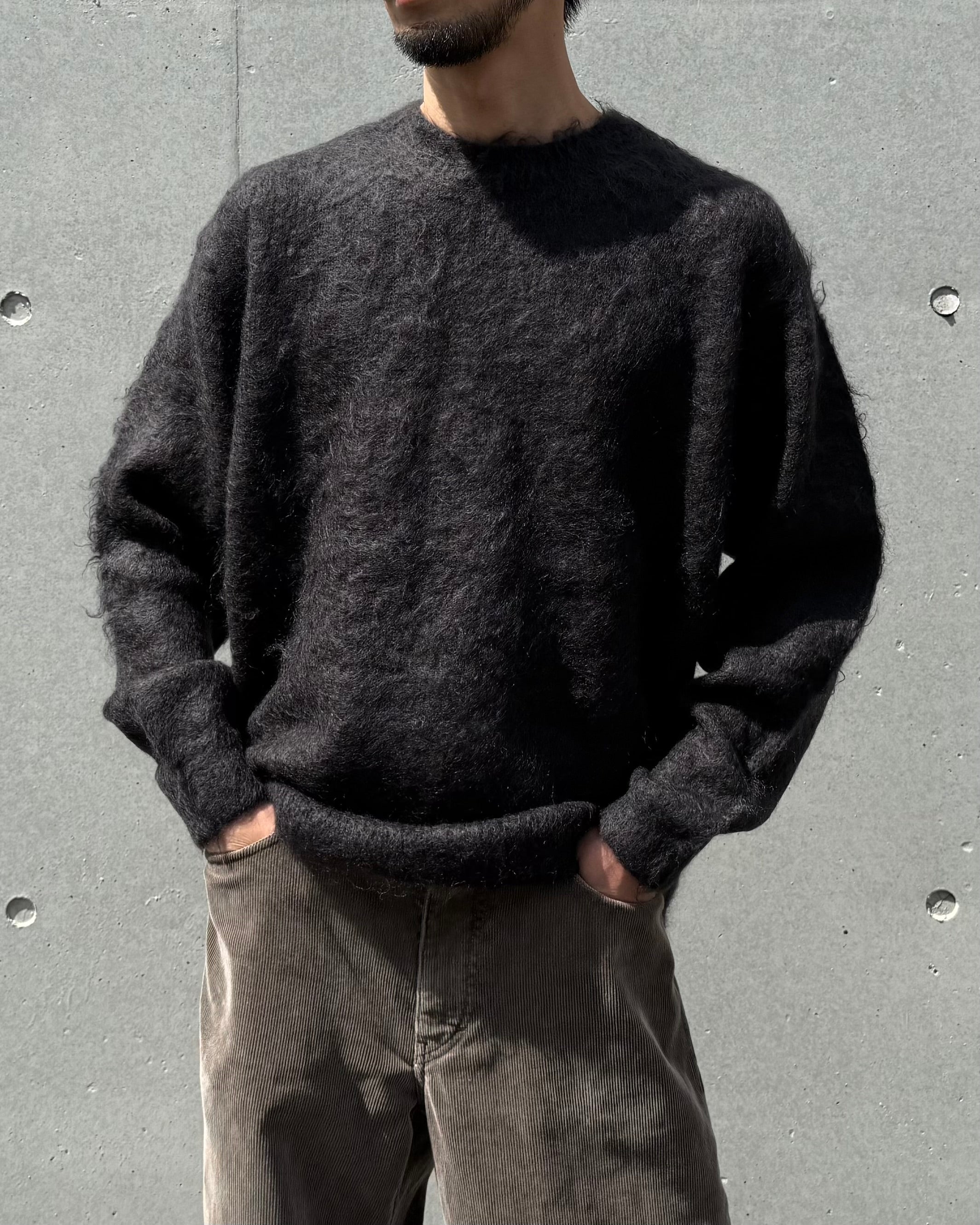 AURALEE / BRUSHED SUPER KID MOHAIR KNIT P/O / BLACK / A25AP02KM