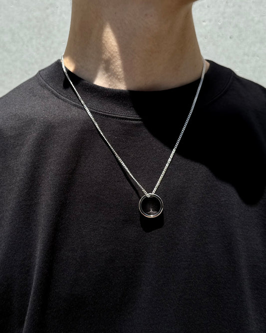 MM⑥ Maison Margiela / Minimal Logo 6mm Pendant Ring Necklace / Silver / SM6UU0048