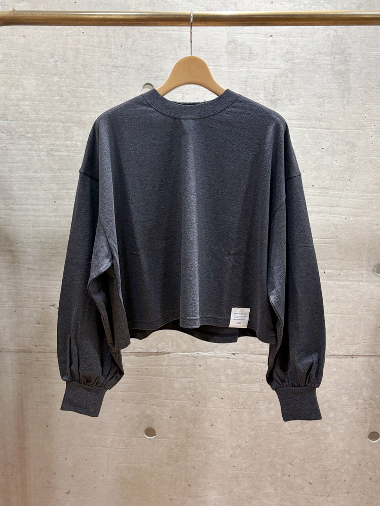 HYKE / CROPPED LONG-SLV TEE BIG FIT(6.5oz) / CHARCOAL / 12454