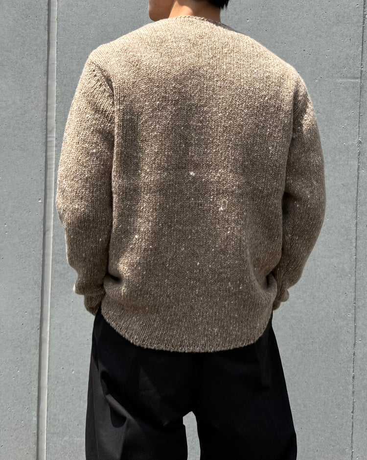 AURALEE / LOW-GAUGE HOMESPUN TWEED KNIT P/O / TOP BROWN / A26AP02HS