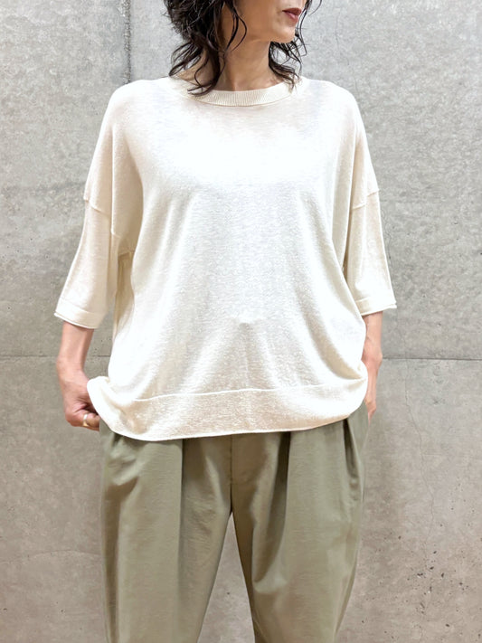 C.T.plage / Original cotton silk oversized pullover / white / CT26118