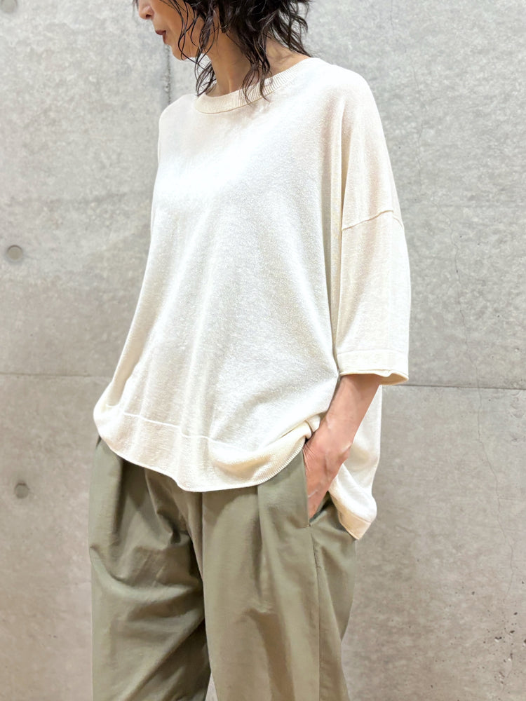 C.T.plage / Original cotton silk oversized pullover / white / CT26118