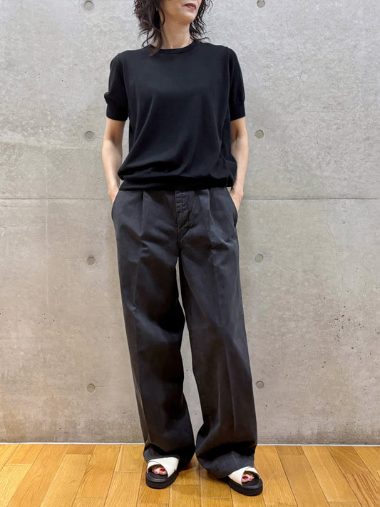 C.T.plage / Original cotton silk half sleeve pullover / black / CT26117