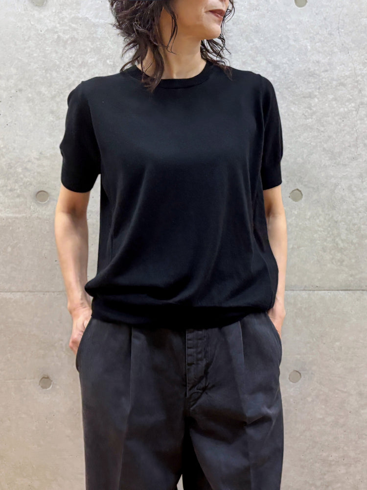 C.T.plage / Original cotton silk half sleeve pullover / black / CT26117