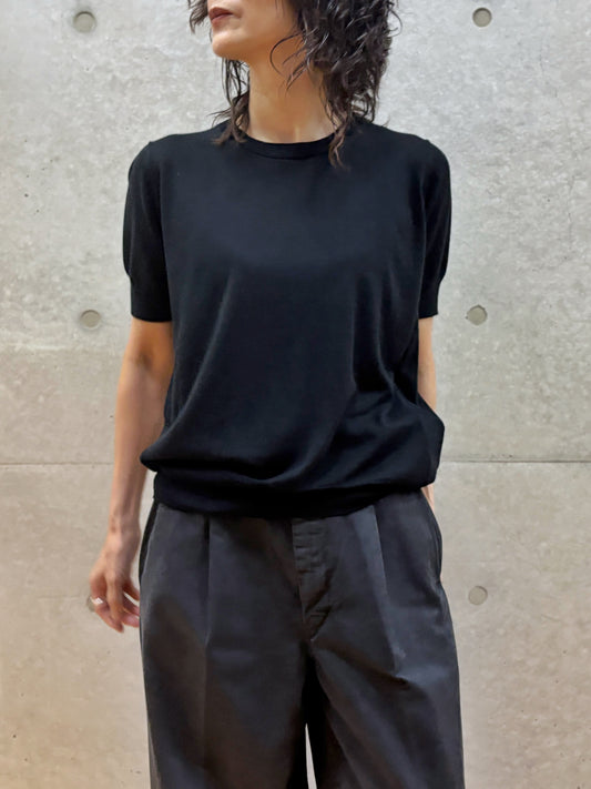 C.T.plage / Original cotton silk half sleeve pullover / black / CT26117