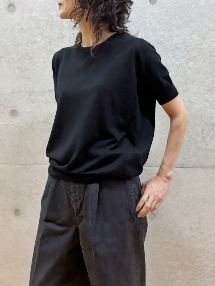 C.T.plage / Original cotton silk half sleeve pullover / black / CT26117