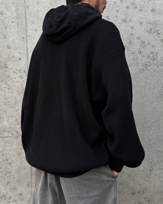 DESCENDANT / CACHALOT WAFFLE HOODY / 252ATDS-CSM04 / BLACK