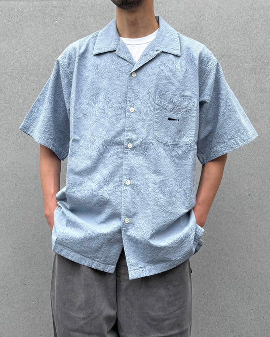DESCENDANT / S WIND OPEN COLLAR SEERSUCKER SS SHIRT / BLUE / 261WVDS-SHM05
