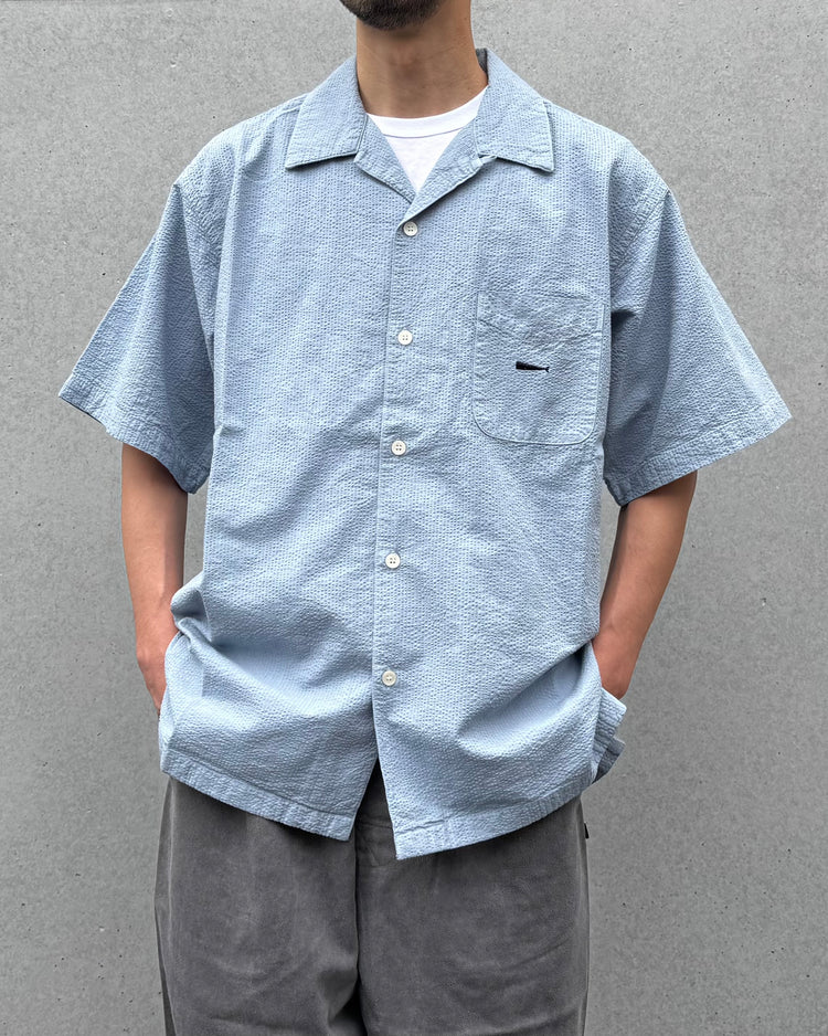 DESCENDANT / S WIND OPEN COLLAR SEERSUCKER SS SHIRT / BLUE / 261WVDS-SHM05