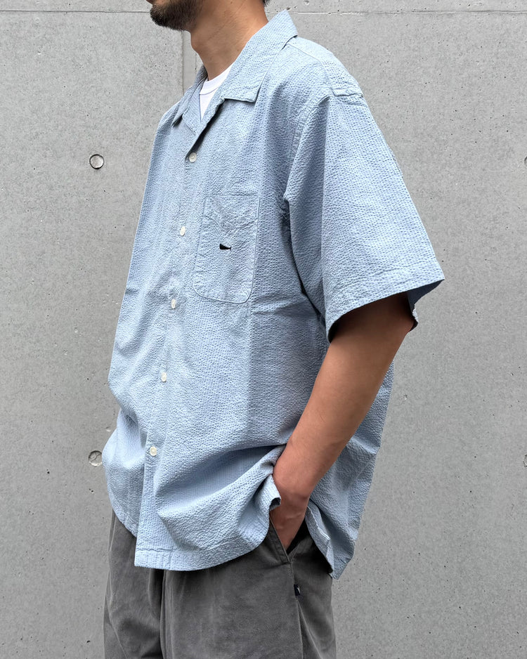 DESCENDANT / S WIND OPEN COLLAR SEERSUCKER SS SHIRT / BLUE / 261WVDS-SHM05