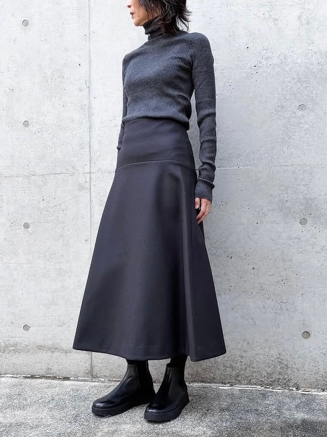 AURALEE / LIGHT MELTON SKIRT / DARK CHARCOAL