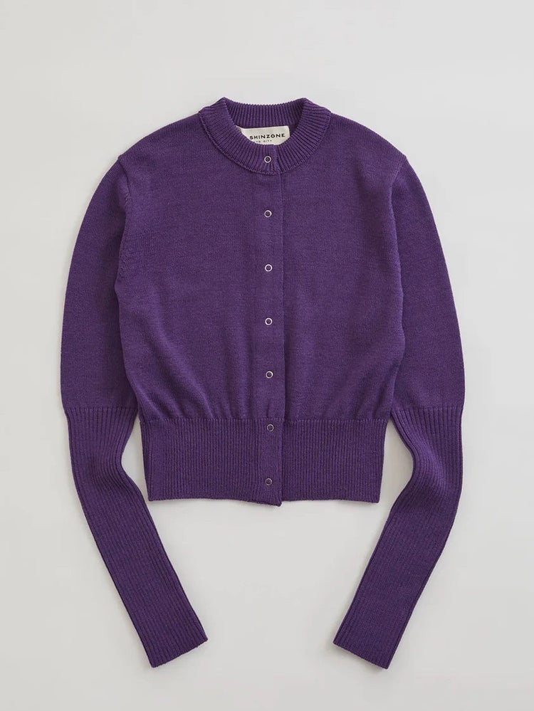 THE SHINZONE / LONG RIB CARDIGAN / PURPLE / 23AMSNI05