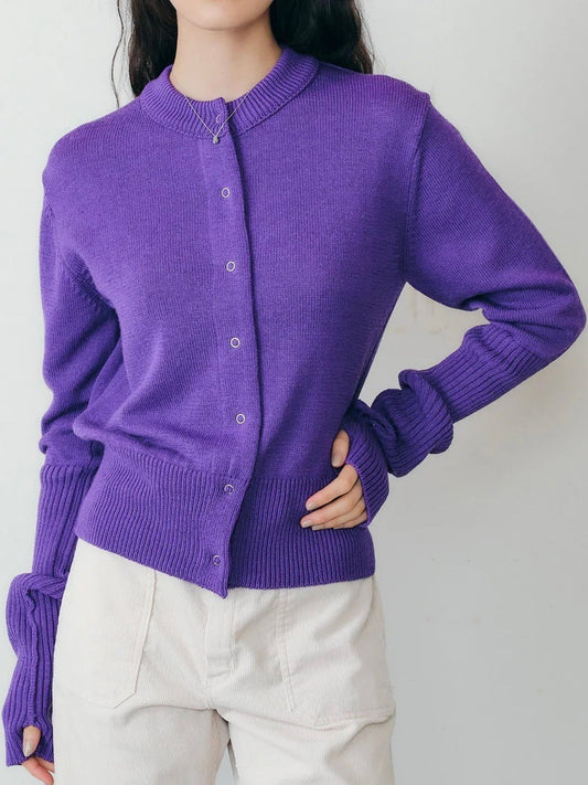 THE SHINZONE / LONG RIB CARDIGAN / PURPLE / 23AMSNI05