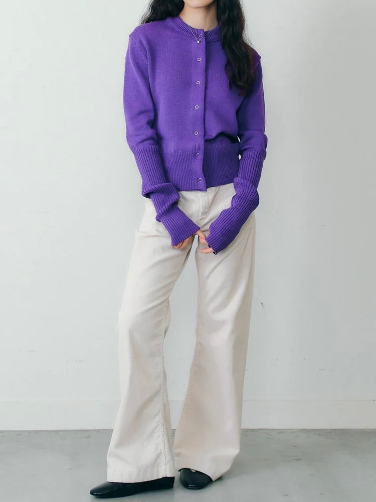 THE SHINZONE / LONG RIB CARDIGAN / PURPLE / 23AMSNI05