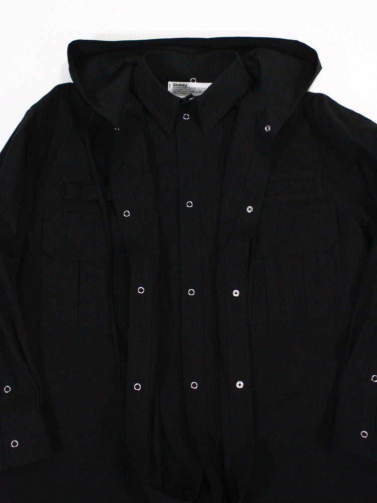 DAIRIKU / DOCKING ENGINEER HOODIE SHIRT / BLACK / 25SS-SHT7