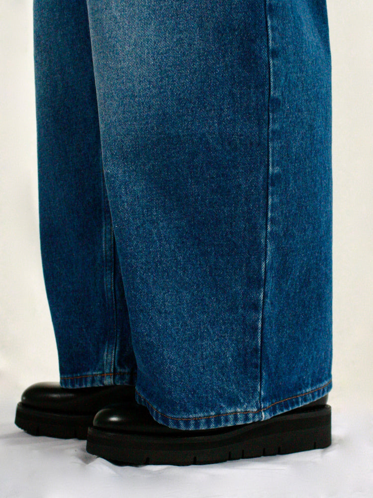 STUDIO NICHOLSON / CHALCO DENIM WIDE CROP PANT / WORN WASH INDIGO