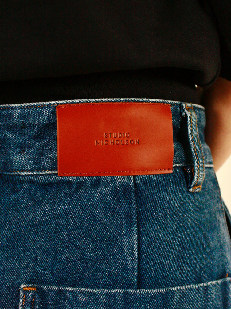 STUDIO NICHOLSON / CHALCO DENIM WIDE CROP PANT / WORN WASH INDIGO
