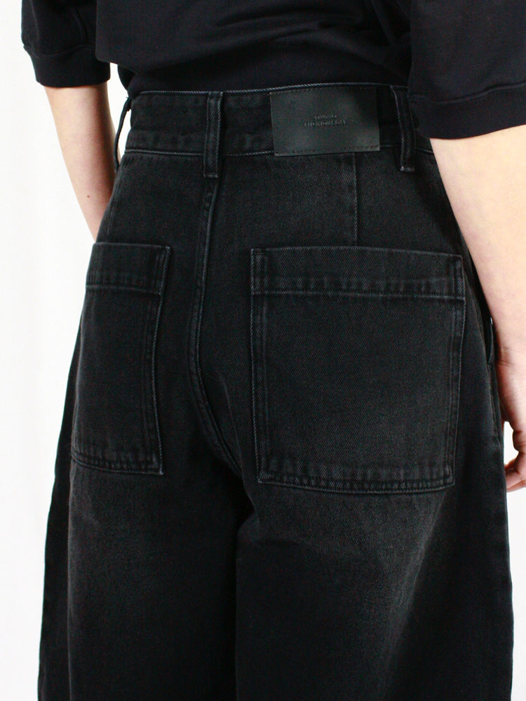 STUDIO NICHOLSON / CHALCO DENIM WIDE CROP PANT / WASHED BLACK