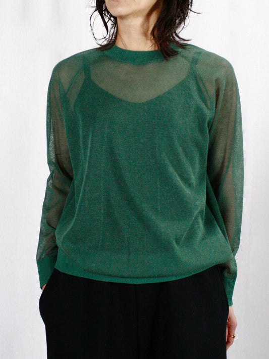 mtmodelist / L/S シースルーニット / Bottle Green / ME-K01-300