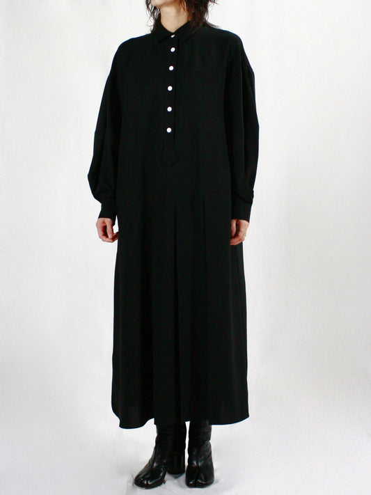 ENFÖLD / SHIRT DRESS / BLACK / 300IS233-0581
