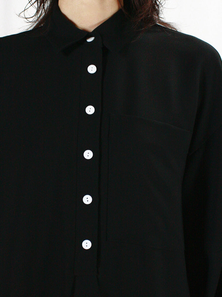 ENFÖLD / SHIRT DRESS / BLACK / 300IS233-0581