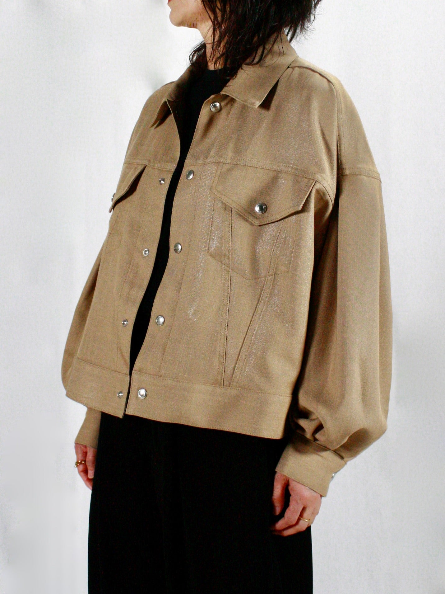 ジャケット・アウター HYKE BALLOON SLEEVE TWILL JACKET/ TYPE3 BALLOON SLEEVE TWILL JACKET/TYPE3-バルーンスリーブツウィル