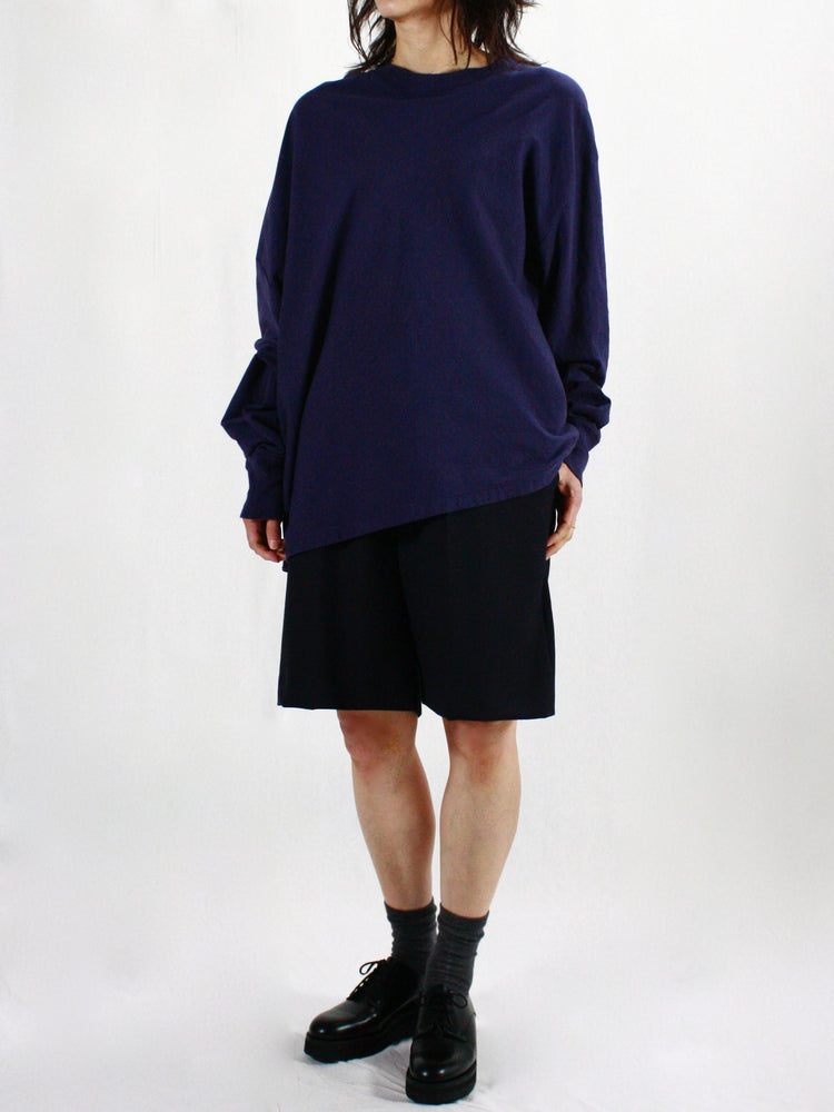 INSCRIRE / Long Sleeve Raffi Jersey Asymmetry / navy / I25SSCUT2