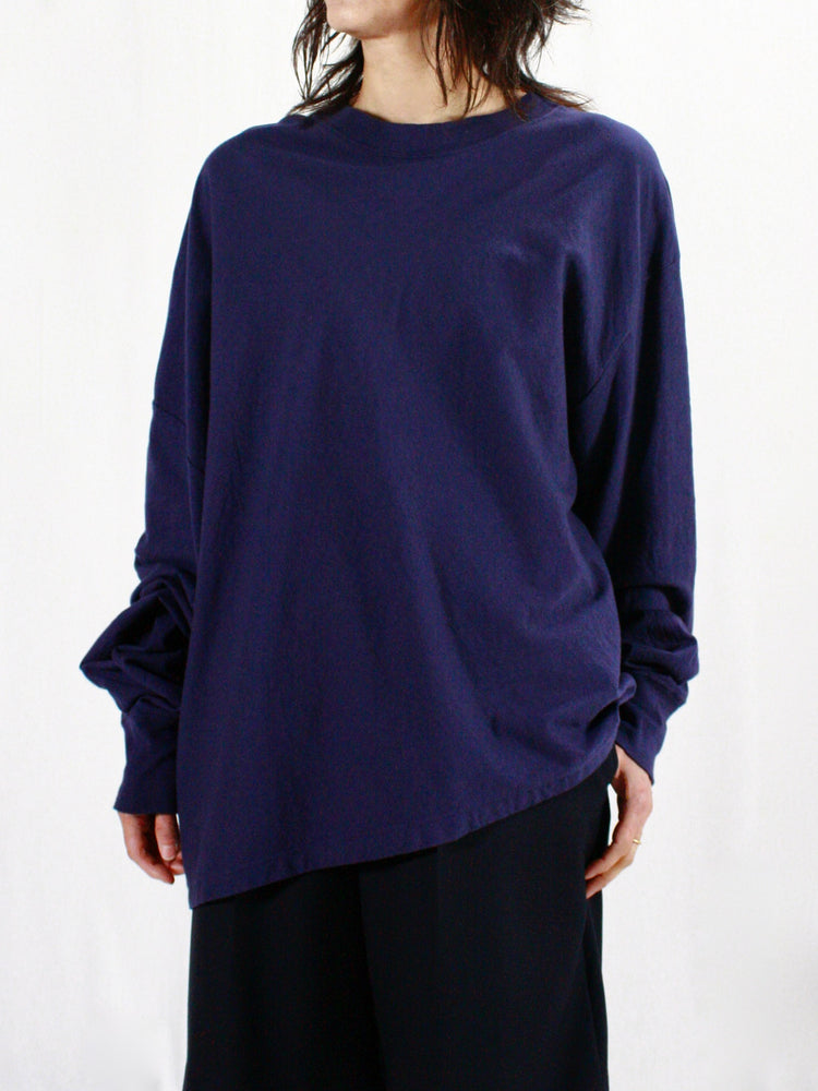 INSCRIRE / Long Sleeve Raffi Jersey Asymmetry / navy / I25SSCUT2