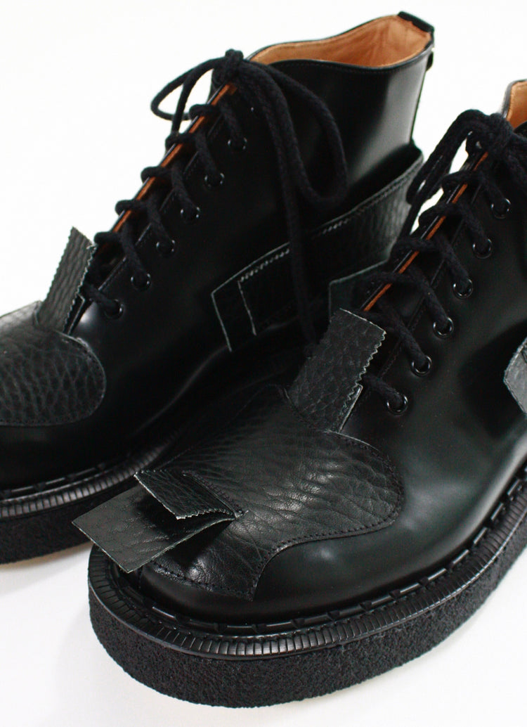 JOHN MOORE / TOE STRAP BOOTS CREPER SOLE / BLACK /