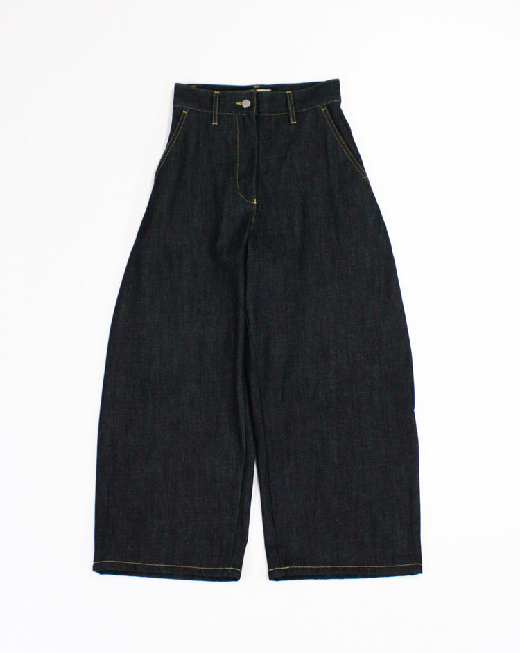 STUDIO NICHOLSON / CHALCO DENIM / WIDE CROP PANT / RAW INDIGO / SNW1417